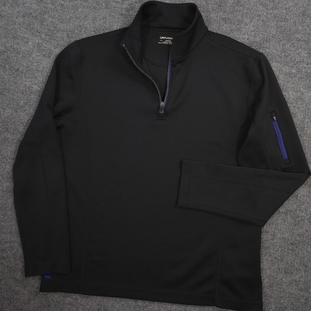 UNTUCKit Performance 1/4 Zip Mens Large Black Mazzano Pullover Long Sleeve Golf